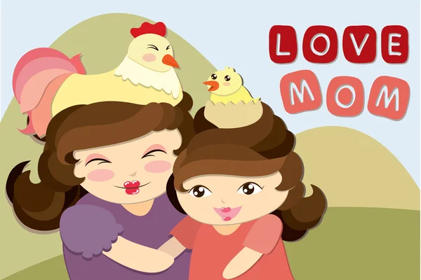 şirin kart anneler günü vektör