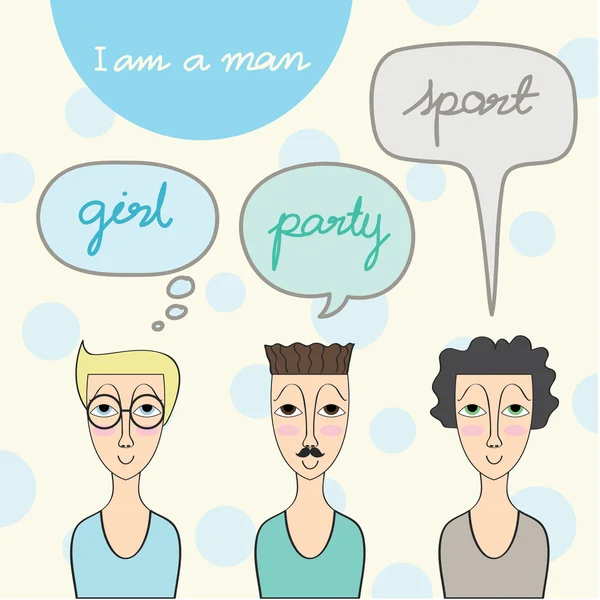 bir adamın yaşam tarzı ile konuşma balonu