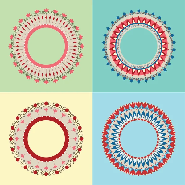 Daire süsleme çerçeveler, soyut çiçek, vintage çerçeveler