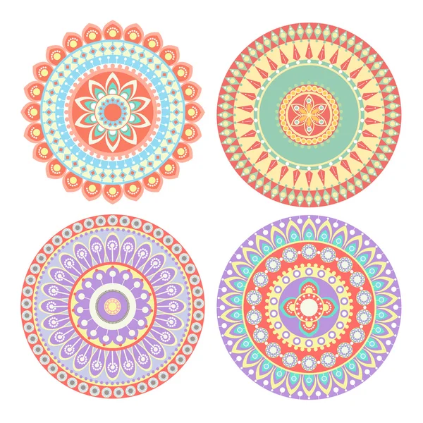 Färgglada cirklar indiska mönster vektor — Διανυσματικό Αρχείο