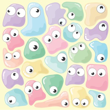 küçük sevimli canavarlar model, sarı arka plan