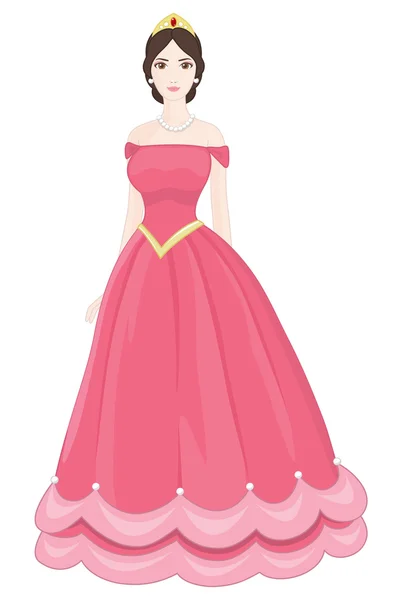 Όμορφη πριγκίπισσα με ροζ φόρεμα σε λευκό φόντο — Διανυσματικό Αρχείο