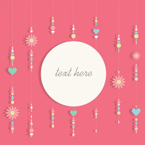 kart, metin çerçevesi tatlı Pembe çiçek ve kalp, arka plan deseni