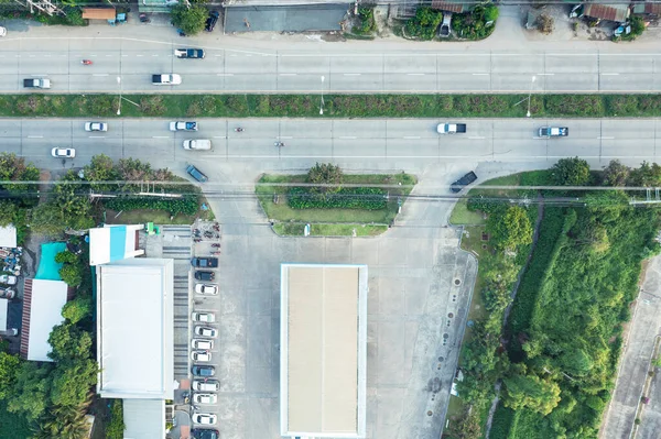 Edificio Gasolineras Gasolineras Vista Aérea Puede Llamar Gasolinera Incluye Aparcamiento — Foto de Stock