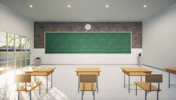 Rendering Classroom Interior Empty Green Board Background Stock Photo by  ©roncivil 383222458