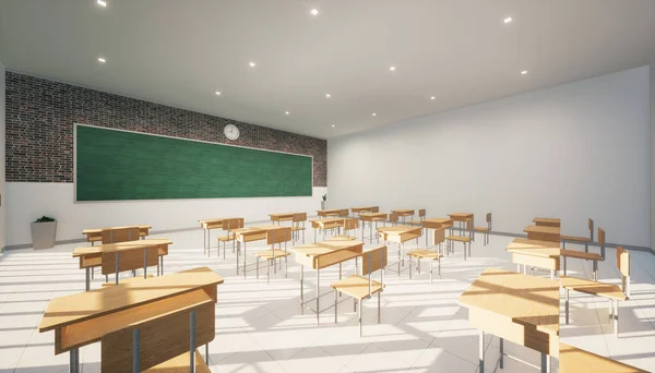 Rendering Classroom Interior Empty Green Board Background Stock Photo by  ©roncivil 383222458