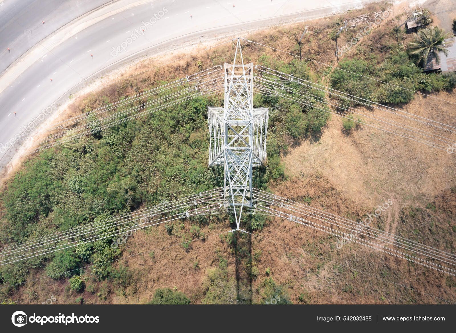 Aerial View Of A High Voltage Substation Stock Photo - Download