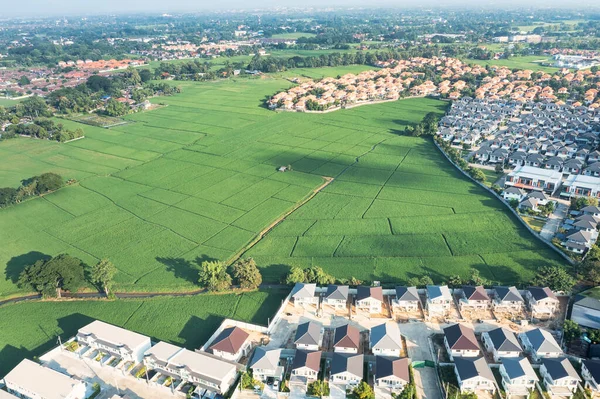 Land Landscape Green Field Aerial View Include Agriculture Farm Residential — Stock Photo, Image