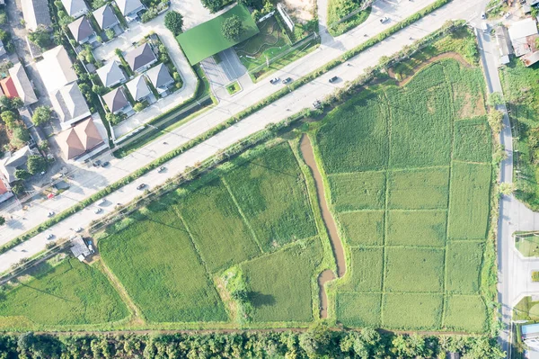Grond Landschap Van Groen Veld Het Zicht Vanuit Lucht Perceel — Stockfoto