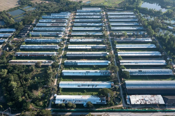 Dierhouderij Landschap Lucht Bovenaanzicht Bestaan Uit Vele Gebouwen Fabrieken Installaties — Stockfoto