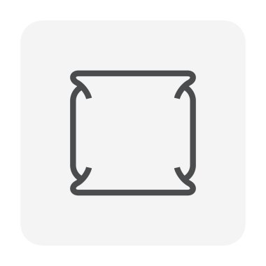 Bag, sack or sachet vector icon design. Packaging container from plastic, foil or paper for wrap product of food, material i.e. snack, candy, cookie, coffee and cement powder. Editable line stroke.
