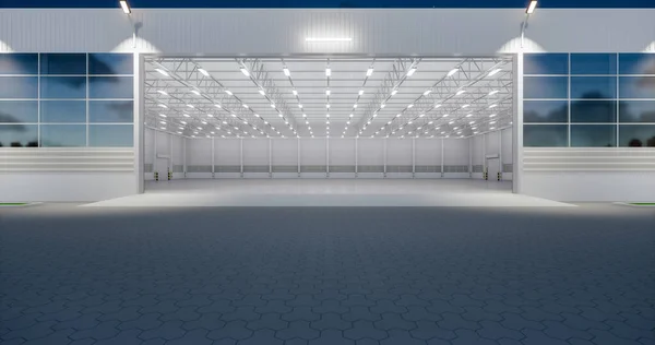 Rendering Empty Commercial Building Design May Called Airplane Hangar Modern — Stockfoto