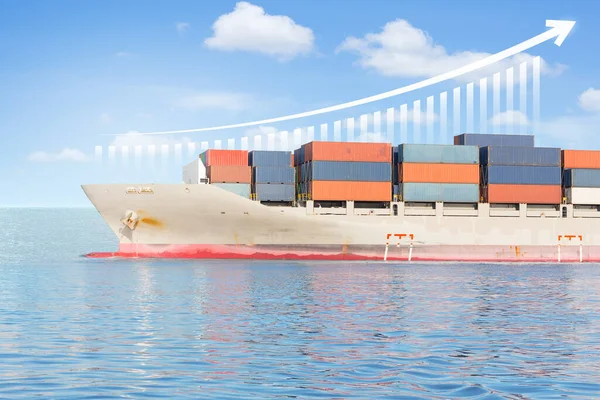 Cargo Ship Cargo Container Cruise Sea Ocean Sky Background Freight — Zdjęcie stockowe