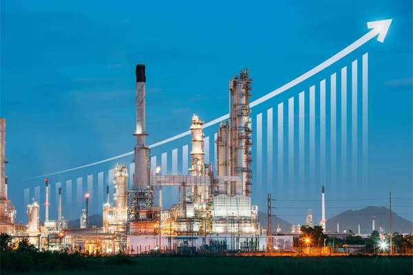 Oil Gas Refinery Plant Petrochemical Plant Include Arrow Graph Bar — 스톡 사진