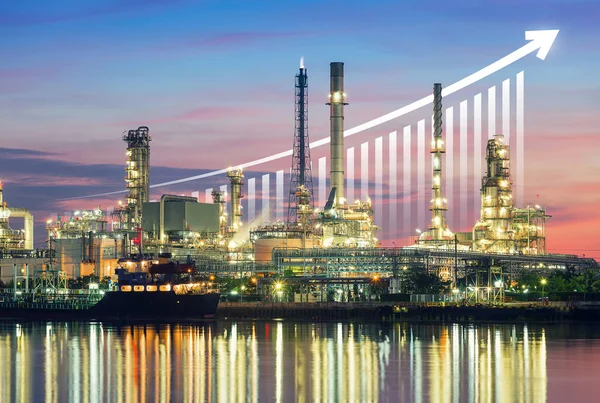 Oil Gas Refinery Plant Petrochemical Plant Include Arrow Graph Bar — Foto Stock