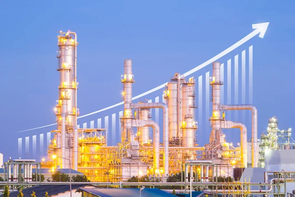 Impianto Raffineria Petrolio Impianto Petrolchimico Includere Freccia Grafico Grafico Barre — Foto Stock
