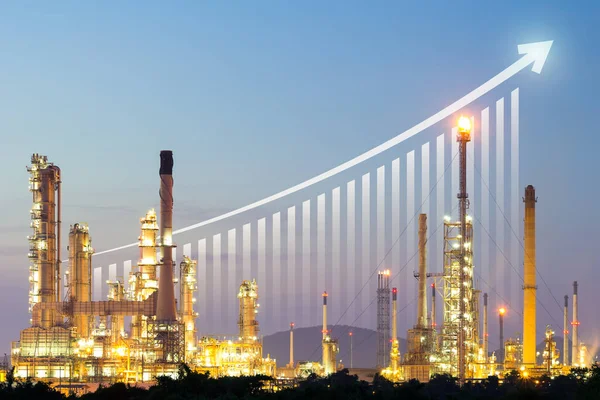 Oil Gas Refinery Petrochemical Plant Include Arrow Graph Bar Chart — Fotografia de Stock