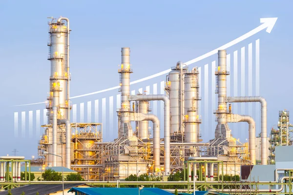 Oil Gas Refinery Petrochemical Plant Include Arrow Graph Bar Chart — стоковое фото
