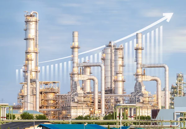 Oil Gas Refinery Petrochemical Plant Include Arrow Graph Bar Chart — стоковое фото