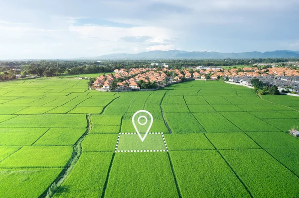 Land Plot Aerial View Gps Registration Survey Property Real Estate — Stock Photo, Image