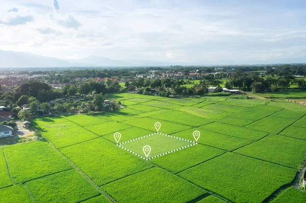 Land Plot Aerial View Gps Registration Survey Property Real Estate — Stock Photo, Image