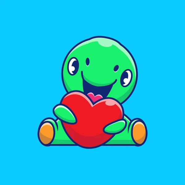 Schattige Dinosaurus Holding Love Cartoon Vector Icon Illustratie Dierlijke Natuur — Stockvector