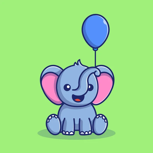 Elefante Lindo Sentado Con Ilustración Del Icono Del Vector Historieta — Archivo Imágenes Vectoriales