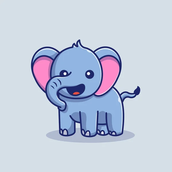 Cute Elephant Smiling Cartoon Vector Icono Ilustración Animal Nature Icon — Archivo Imágenes Vectoriales