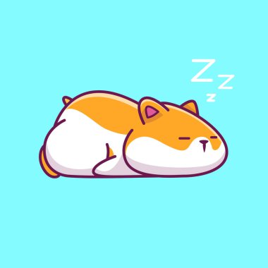 Cute Hamster Sleeping Cartoon Vector Icon Illustration. Animal Nature Icon Concept Isolated Premium Vector. Flat Cartoon Style