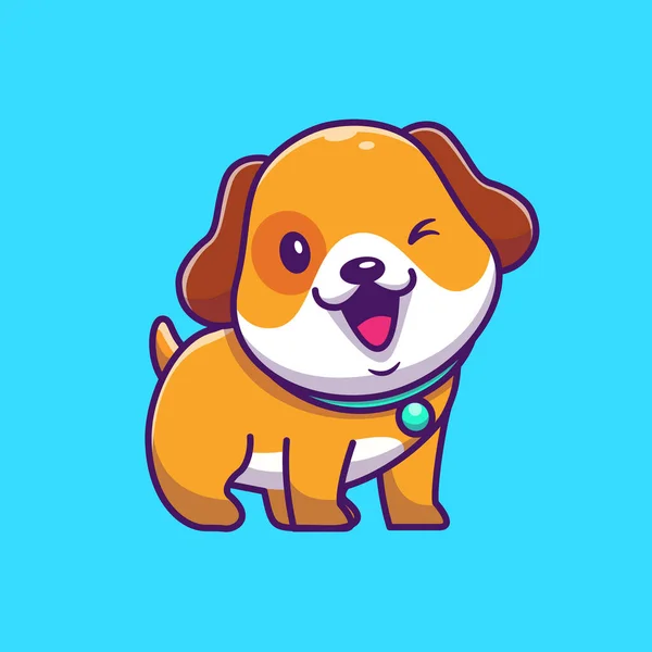 Cute Dog Wink Eye Cartoon Vector Icon Illustration Animal Nature — Image vectorielle