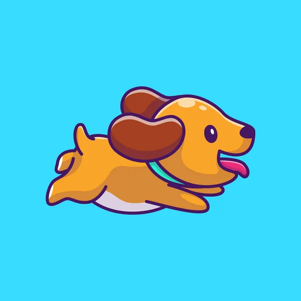 Cute Dog Running Cartoon Vector Icon Illustration Animal Nature Icon — Image vectorielle