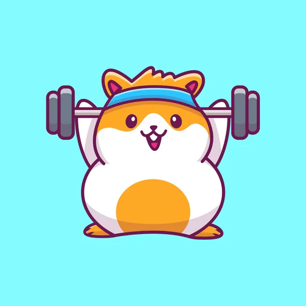 Cute Hamster Gym Cartoon Vector Icon Illustration Animal Nature Icon — стоковый вектор