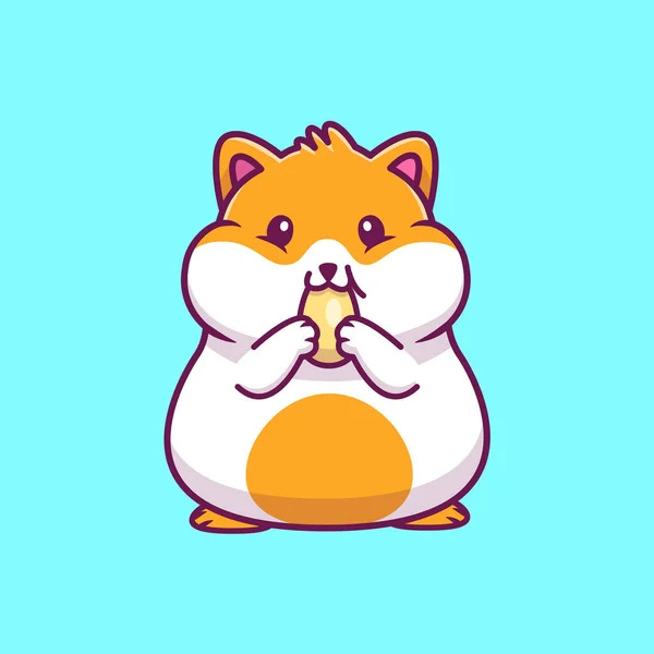 Cute Hamster Eating Sunflower Seed Cartoon Vector Icon Illustration Animal — Διανυσματικό Αρχείο