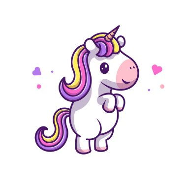 Cute Unicorn Standing Cartoon Vector Icon Illustration. Animal Nature Icon Concept Isolated Premium Vector. Flat Cartoon Style