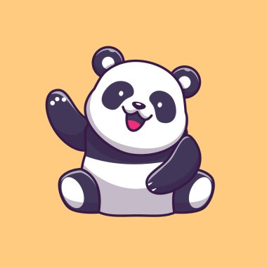 Cute Panda Waving Hand Cartoon Vector Icon Illustration. Animal Nature Icon Concept Isolated Premium Vector. Flat Cartoon Style