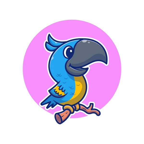 Cute Toucan Bird Branch Cartoon Vector Icon Illustration Animal Nature — Vettoriale Stock
