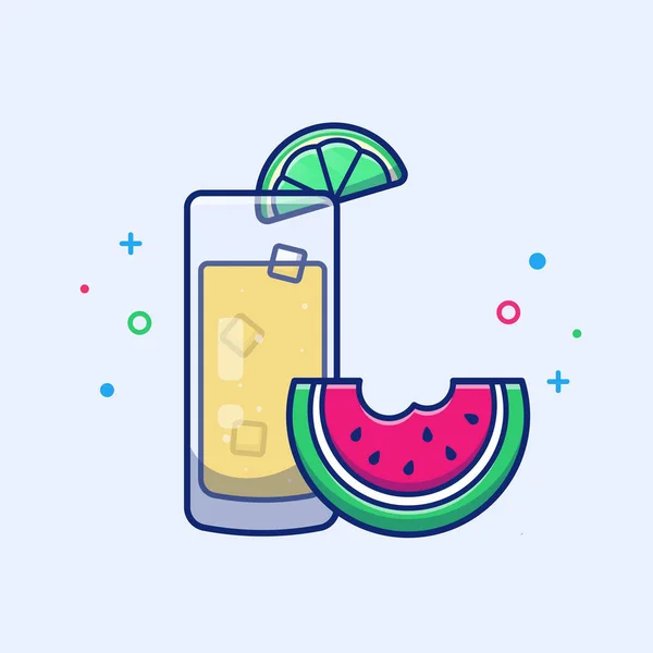 Lemon Juice Watermelon Cartoon Vector Icon Illustration Food Holiday Icon — Stock vektor