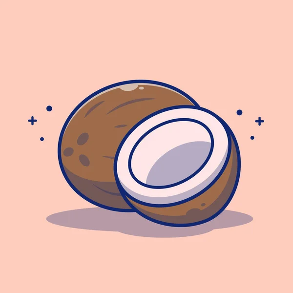 Coconut Slices Coconut Cartoon Vector Icon Illustration Food Nature Icon — Vetor de Stock