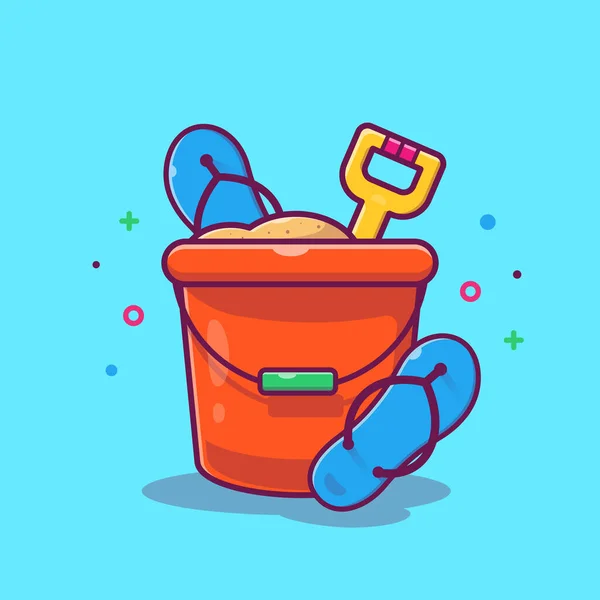Bucket Sand Sandals Cartoon Vector Icon Illustration Holiday Outdoor Icon — Image vectorielle