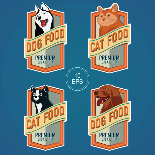 Verticale labels van voedsel voor huisdieren — Stockvector