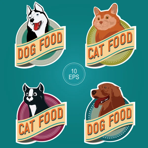 Voedsel voor huisdieren ronde etiketten — Stockvector