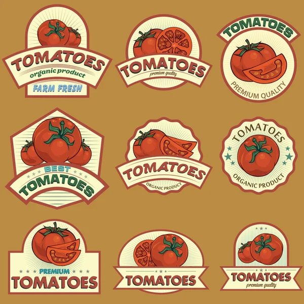 Etiquetas de tomates — Archivo Imágenes Vectoriales