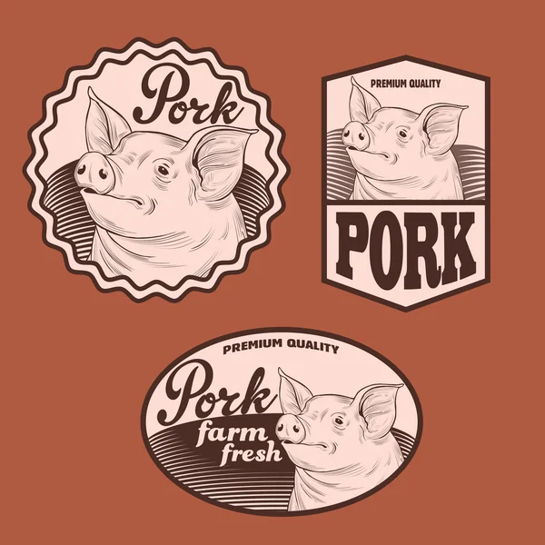 Varkensvlees etiketten — Stockvector