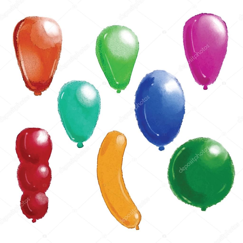 Watercolor air balloons set