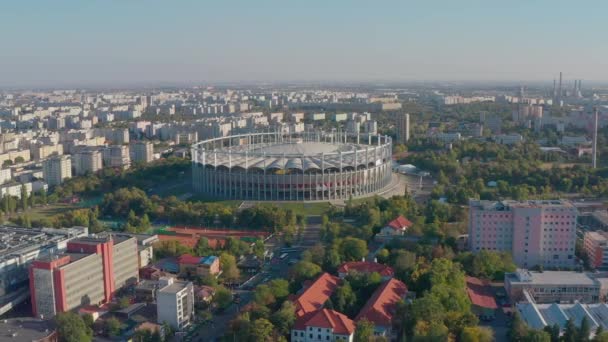 Overzicht van het gebouw van het Nationaal Arena Stadion Boekarest, Roemenië — Stockvideo