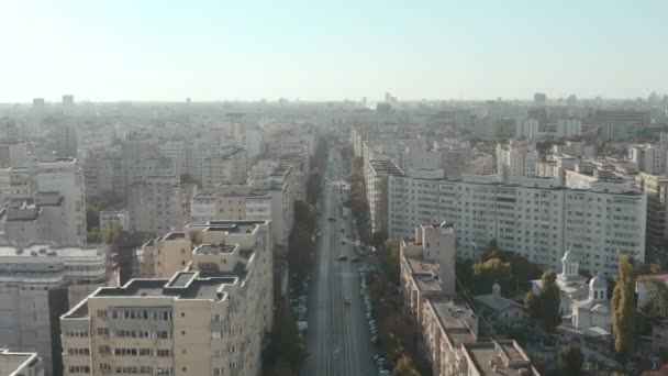 Urban urban landscape. transport rides on the street in bucharest — Stock Video