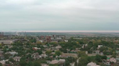 Industrial city Mariupol in the summer. Flight over the city in peacetime. 