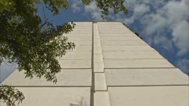 Ściana Sowieckiego Drapacza Chmur Stylu Postmodernistycznym Bez Okien Dom Bez — Wideo stockowe