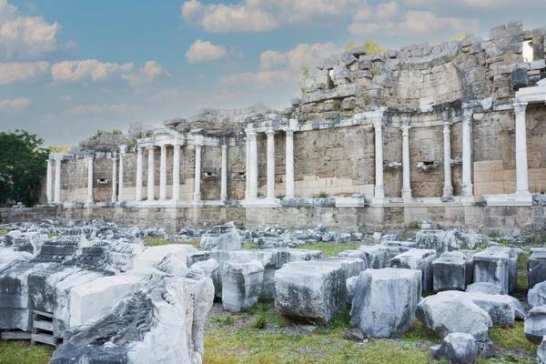 Monumentální Fontána Která Součástí Starobylého Města Side Antalya Turecko Selektivní — Stock fotografie