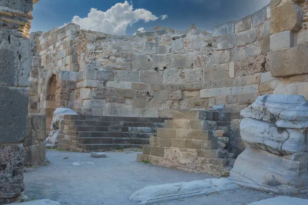 Restos Del Antiguo Templo Atenea Side Antalya Turquía Luz Del — Foto de Stock